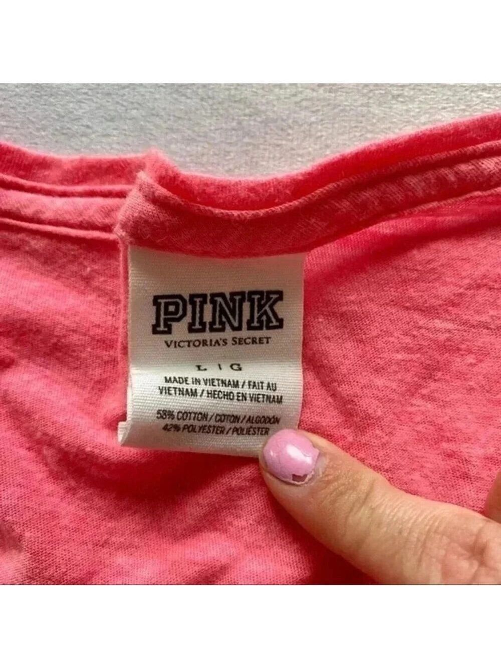 PINK Victoria Secret Hot Pink stripe Tank Sz L/G - Picture 8 of 11